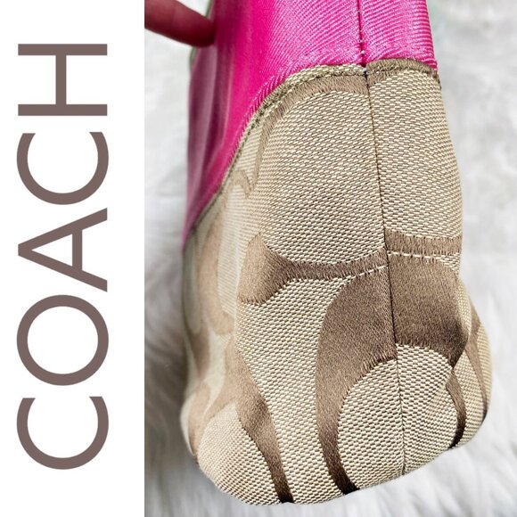 COACH Y2K SIGNATURE STRIPE PINK RUGBY DUFFLE BUCKET SHOULDER CROSSBODY BAG - Picture 14 of 16